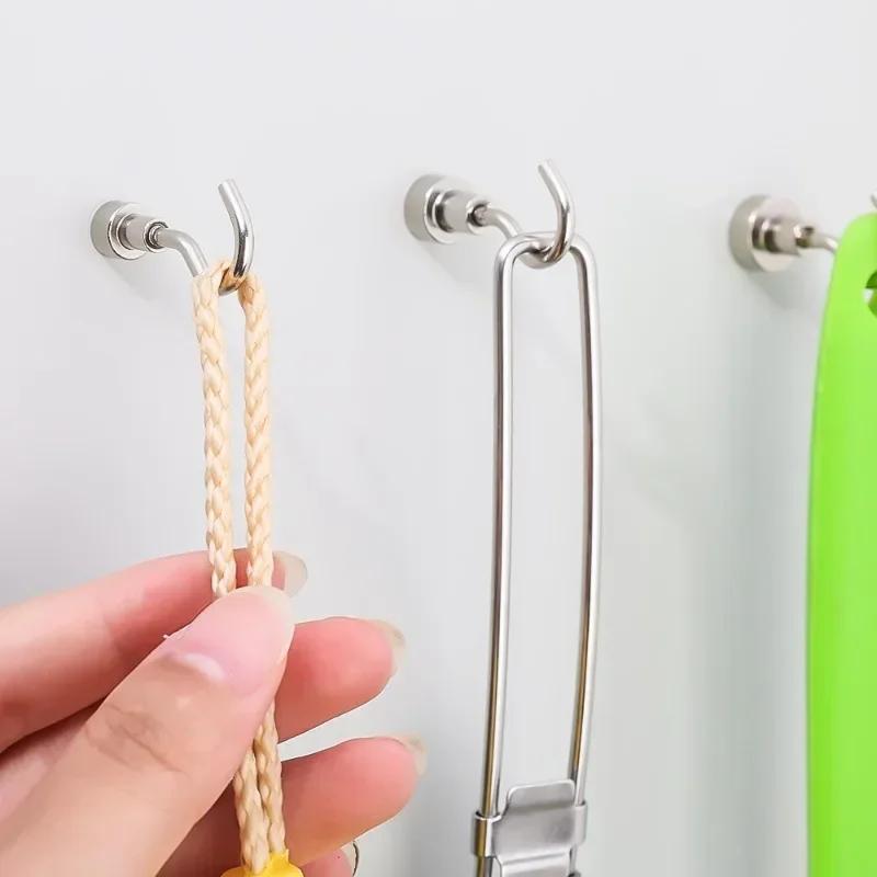 10/5/1Pcs Metal Strong Magnetic Hooks Wall-mounted Heavy Duty Magnet Hook Key Coat Hanging Hanger Home Kitchen Bathroom Storage