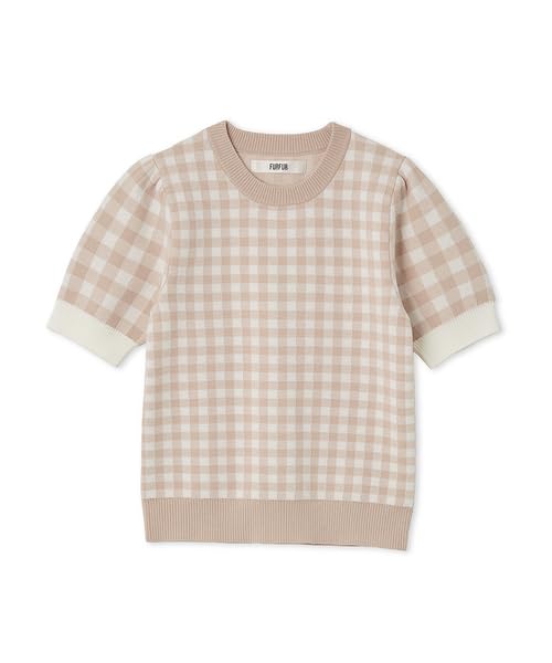 Furfur Gingham Knit Pullover RWNT252043 Pink Women's