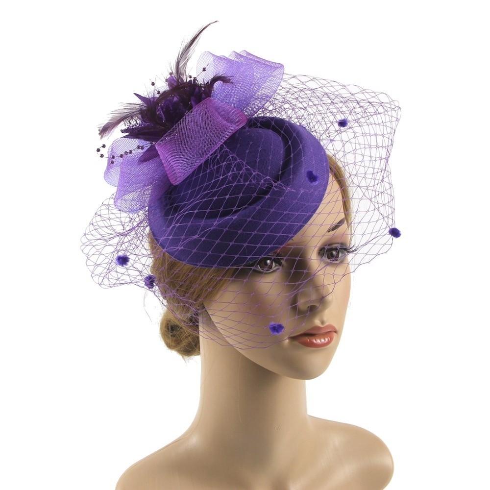 Bride Headdress Mesh Fascinator Hat Sinamay Feathers Party Mesh Hair Band Dance Show