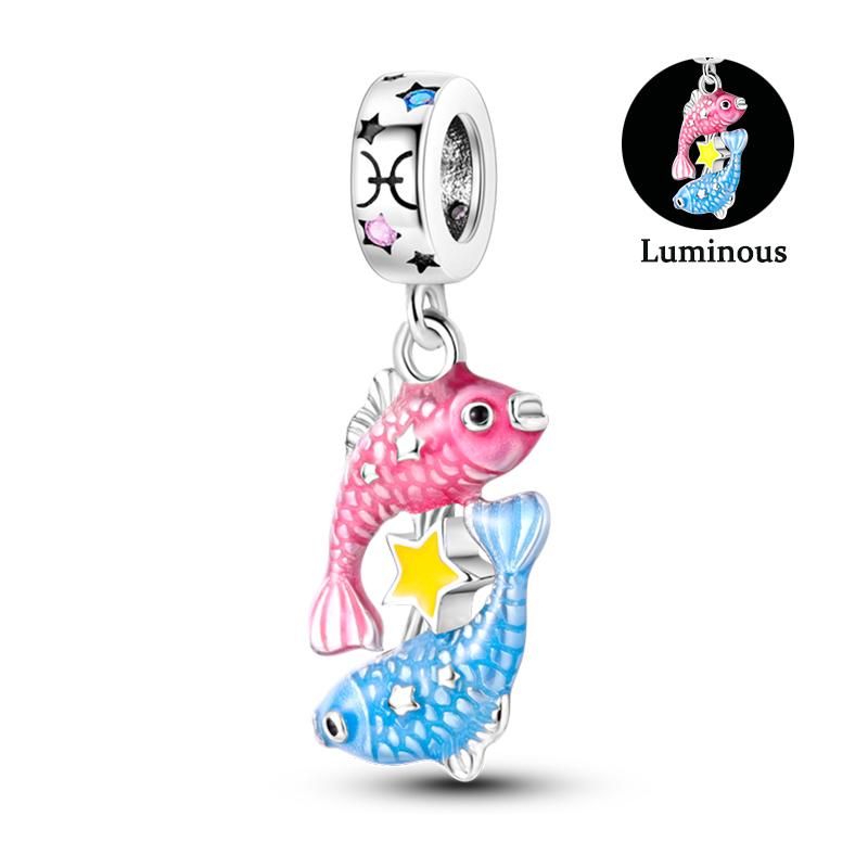 Charm Bead Components Compatible With Pan Copper Metal Firefly Ocean Star Butterfly Glowing Changing Color Trendy Authentic Original Bracelets Do It