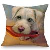 Cute Baby Dog Puppy Cartoon Cosplay Animal Oil Painting Art Home Decoration Sofa Throw Pillow Case Linen Kids Gift Cushion Cover