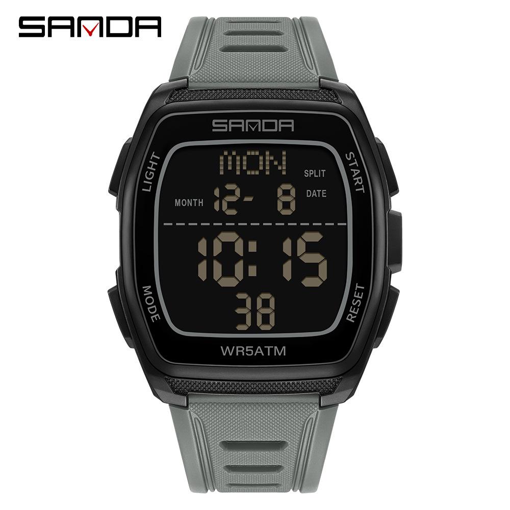 SANDA 9080 Men s Luminous Barrel-Shaped Sports Watch - Multifunctional, Waterproof, and Ideal for Student Parties.