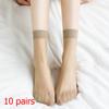 10Pairs Solid Color Socks Women Sexy Elastic Silky Transparent Thin Short Stockings Ladies Casual Ankle Socks