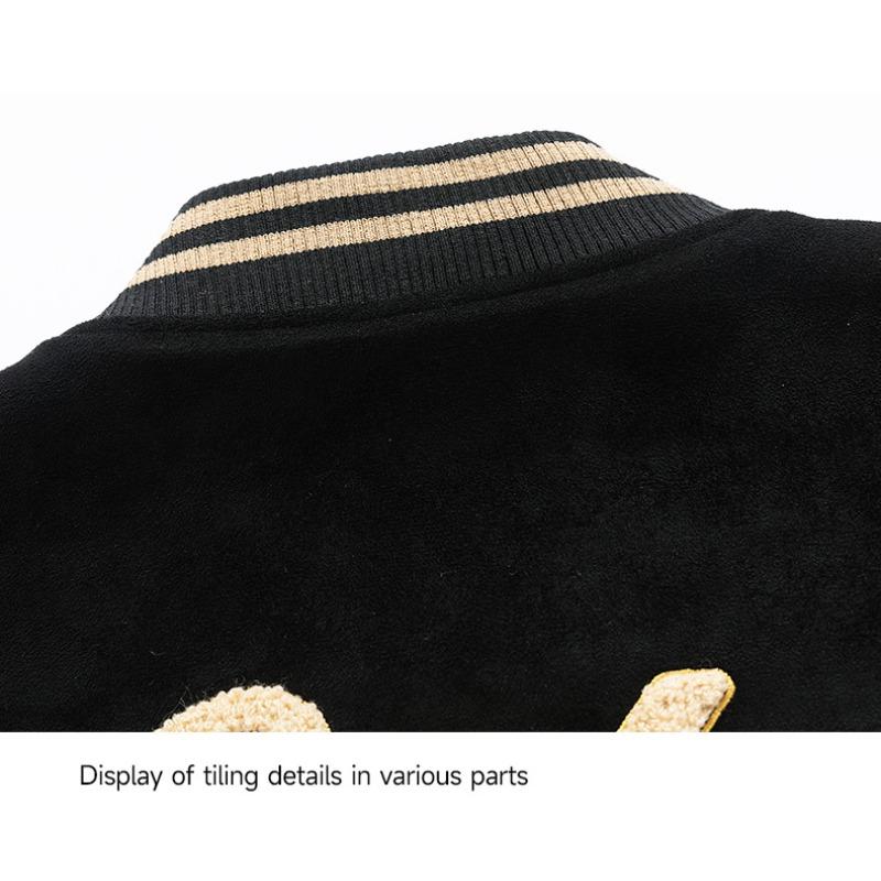 2025 New Spring and Autumn Jacket Men's Jacket Casual Suede Fleece Baseball Jersey American Street Style Embroidered Baseball Collar