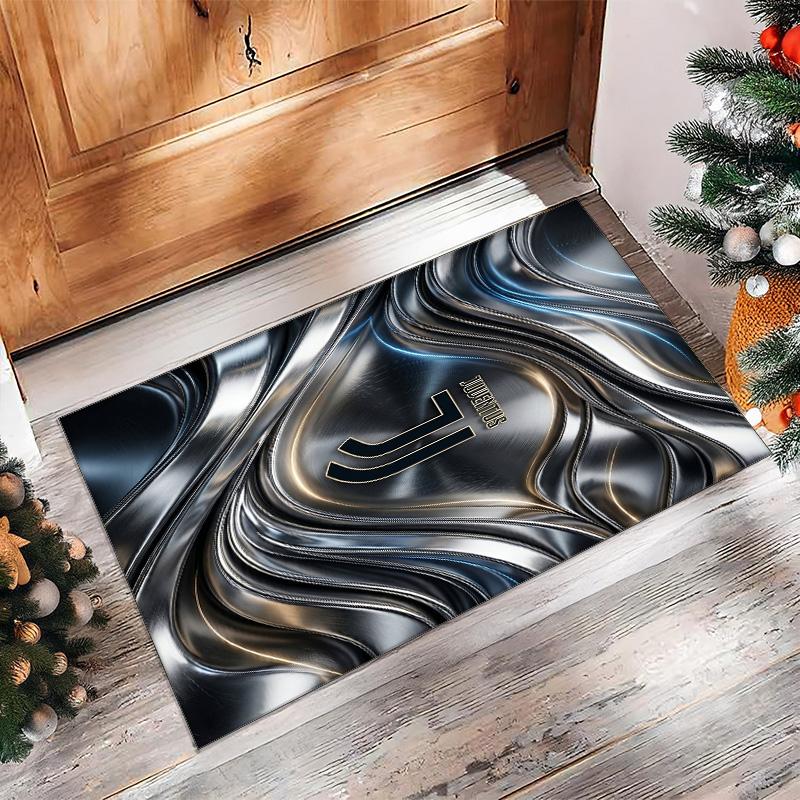 Juventus FC bedruckter Flanell-Teppich rutschfest weicher Polyester-Bodenbelag Indoor-Dekormatte für Schlafzimmer Wohnzimmer Sofa