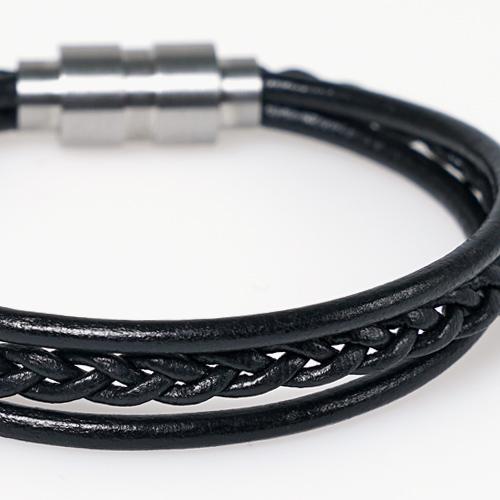 Jbans Classic Coil Leather Mix Couple Bracelets (C1801-Ac408Bk)