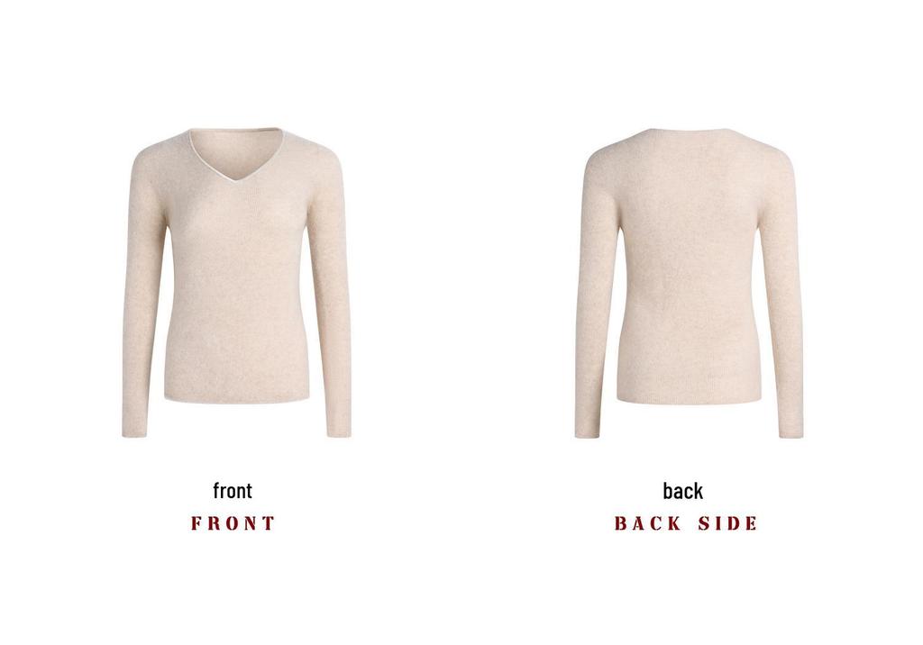 Women's V-Neck Cashmere Sweater - Loose Fit, Solid Color, Autumn/Winter Style