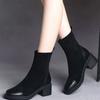 Fashion Elastic Slip On Women's Half High Boots High Heels Goth 2025 New Chic and Elegant Promotion Gothic Rock Ladies Mid Calf Shoes