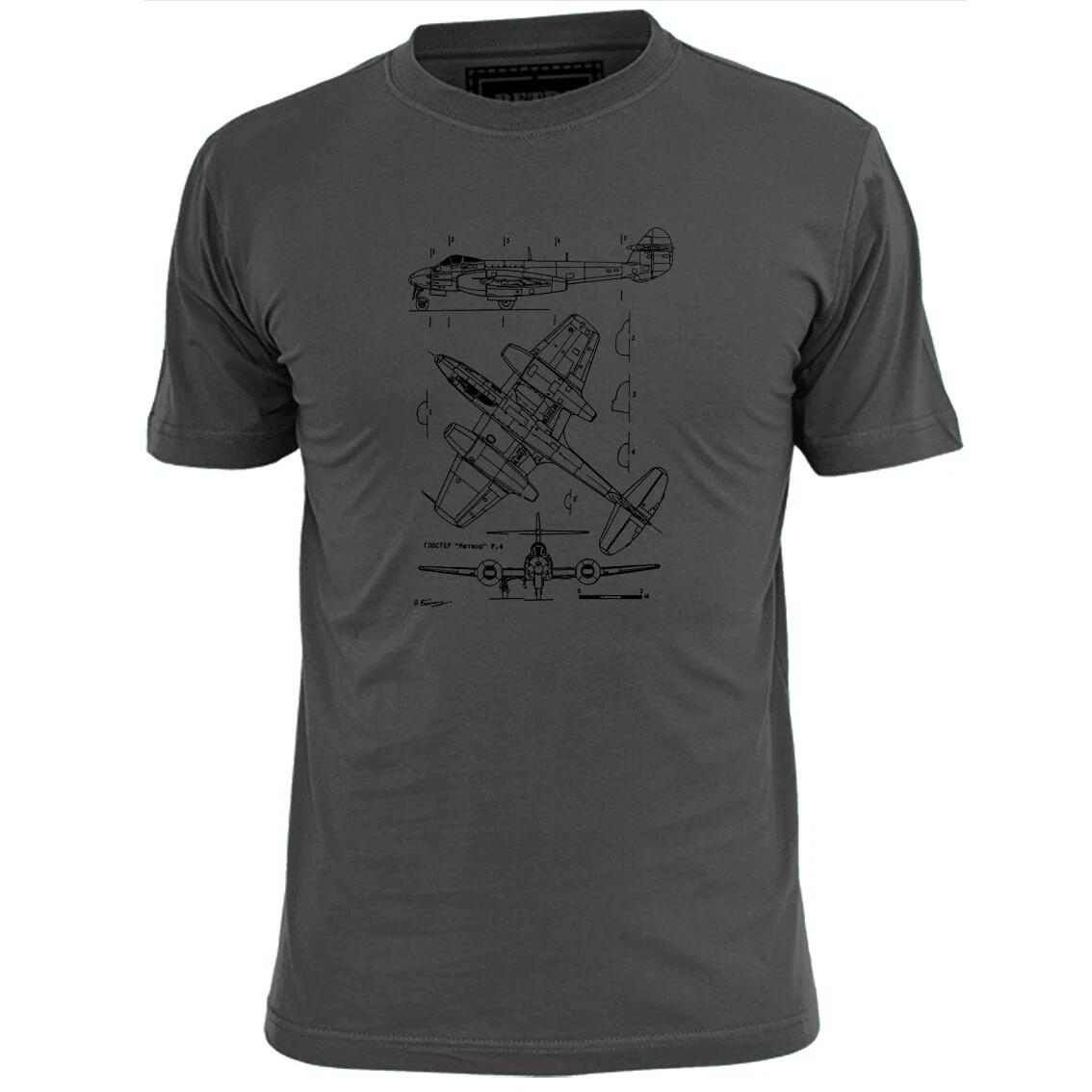 

Mens Gloster Meteor WW2 Jet Fighter Aircraft Blueprint T shirt 4XL