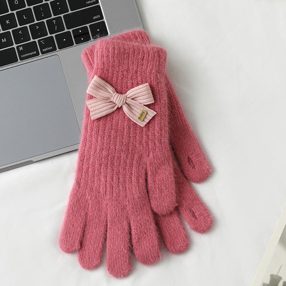 Verdickte Plüschhandschuhe Kaninchenhaar Baumwollfäustlinge Niedliche Vollfingerhandschuhe Frauen