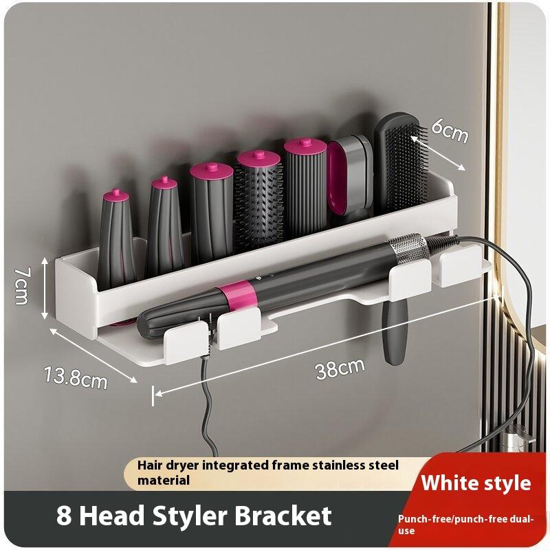 

Настенный держатель для щипцов для завивки волос без перфорации, органайзер для салона, стойка для инструментов для ванной комнаты, стойка для хранения на столешнице белый
