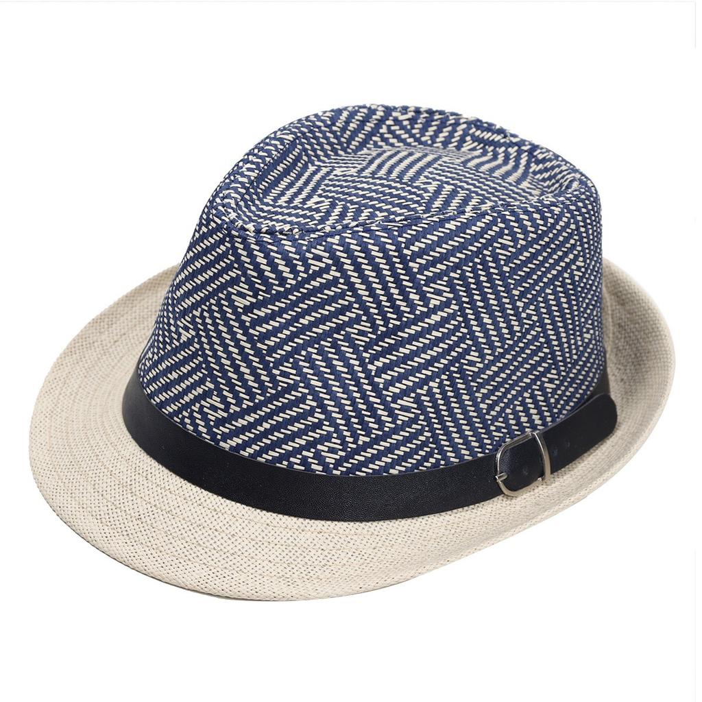 Linen Top Hat Men's Jazz Hat Sun Protection Elderly Man Curled Vintage Panama Straw Hat British Sun Hat
