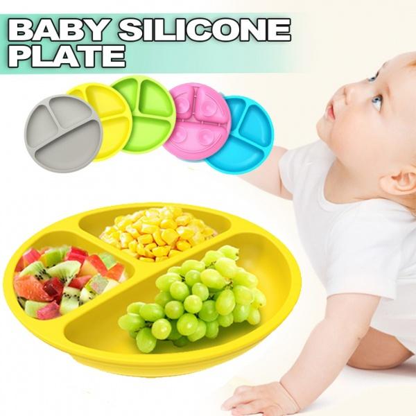 

Модная тарелка для малышей с присоской, силиконовая разделенная тарелка для детского питания, тренировочная чаша ZPG