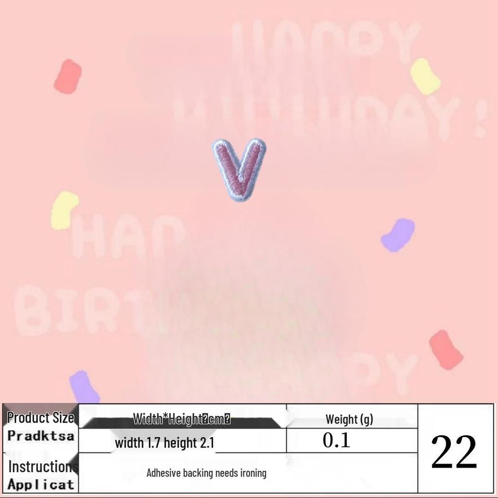 Pink English Alphabet Embroidered Iron-On Cloth Patch