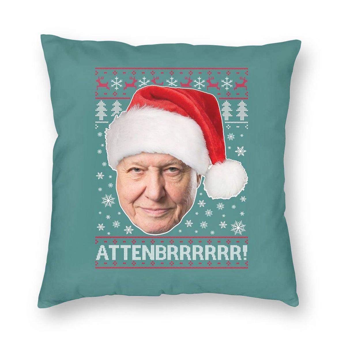 

David Attenborough Christmas Knit Square Pillowcase Polyester Linen Velvet Pattern Zip Pillow Case Sofa Seater Cushion Case 18 12x12Inch