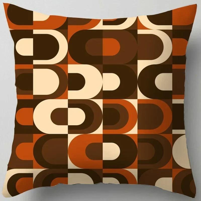 Housse De Coussin Pour Canapé, Décoration Moderne Pour La Maison, Salon, Bureau, Taie D'oreiller Géométrique Orange