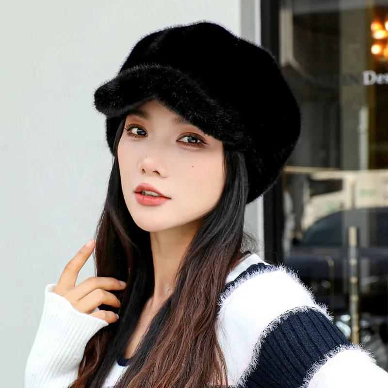 WTEMPO Furry Windproof Cold-proof Soft Plush Warm Hats Women's Autumn Winter Thick Soft Solid Color Casual Versatile Hats