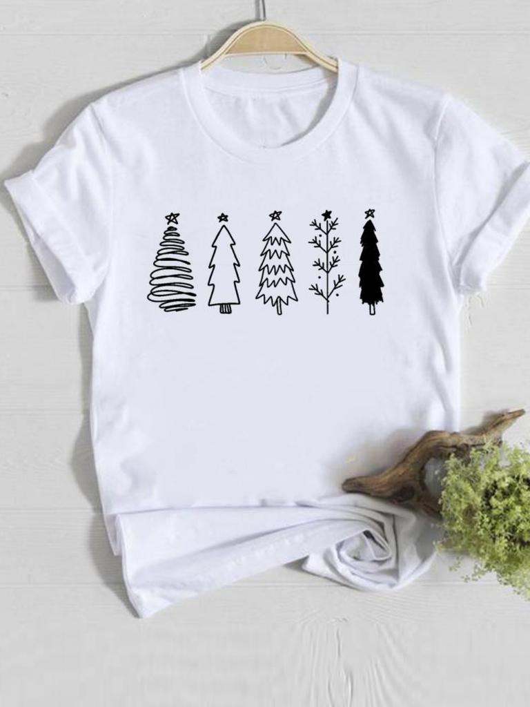 Trendy Unisex Christmas Tshirt Funny Santa Claus Hat Print Loose Fit Casual Tee Merry Xmas Happy New Year Gift for Unisex and Women