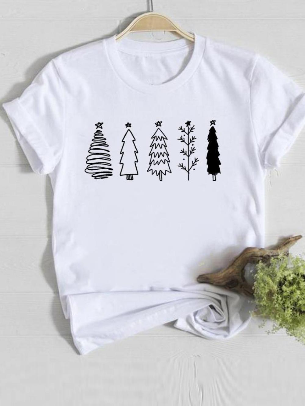 Trendy Unisex Christmas Tshirt Funny Santa Claus Hat Print Loose Fit Casual Tee Merry Xmas Happy New Year Gift for Unisex and Women S