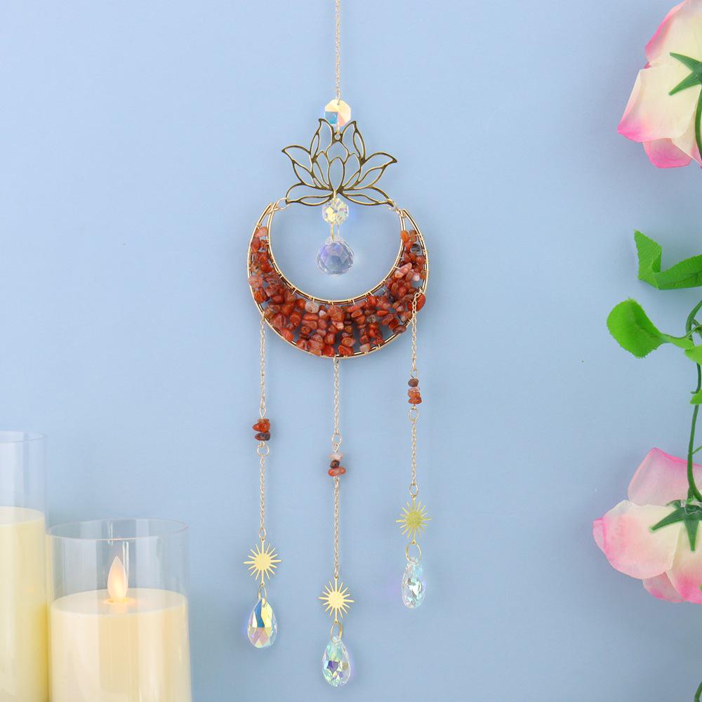 Натуральный необработанный кристалл, ветряной колокольчик и подвеска-луна, ловцы солнца для домашнего декора