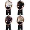 Dames Blouse Schuine Schouder Asymmetrisch Off-Shoulder Strik Blouse Casual Kantoorstijl Losse Pasvorm Satijnen Tops Dagelijkse Kleding