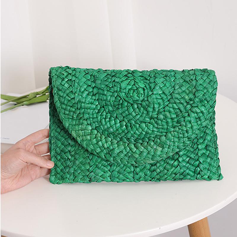 Yogodlns Fashion Bags Women Summer Retro Corn Straw Knitted Handbag Key Coin Money Purse Beach Clutch