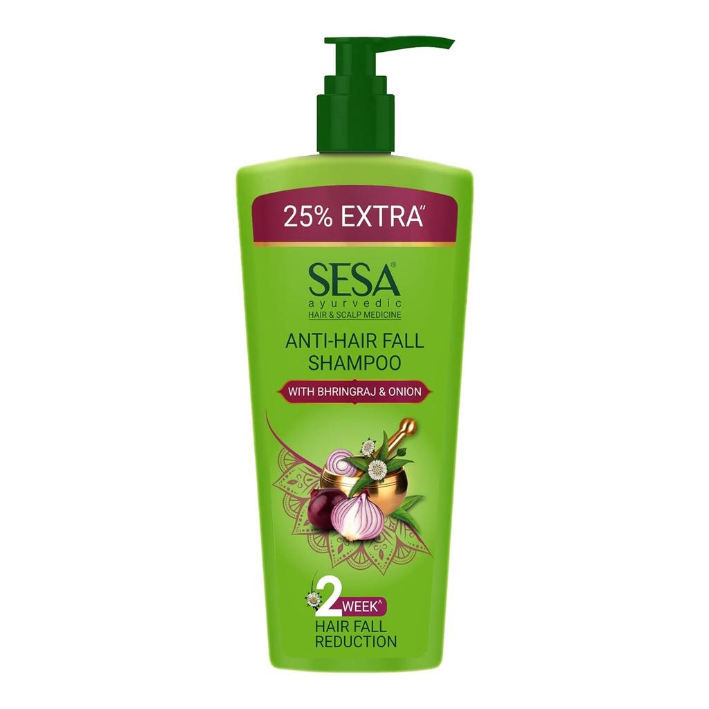 SESA Ayurvedisches Anti-Haarausfall-Shampoo für trockenes, krauses Haar 500ml | Parabenfreier Kräuterreiniger für Spliss und stärkere Wurzeln