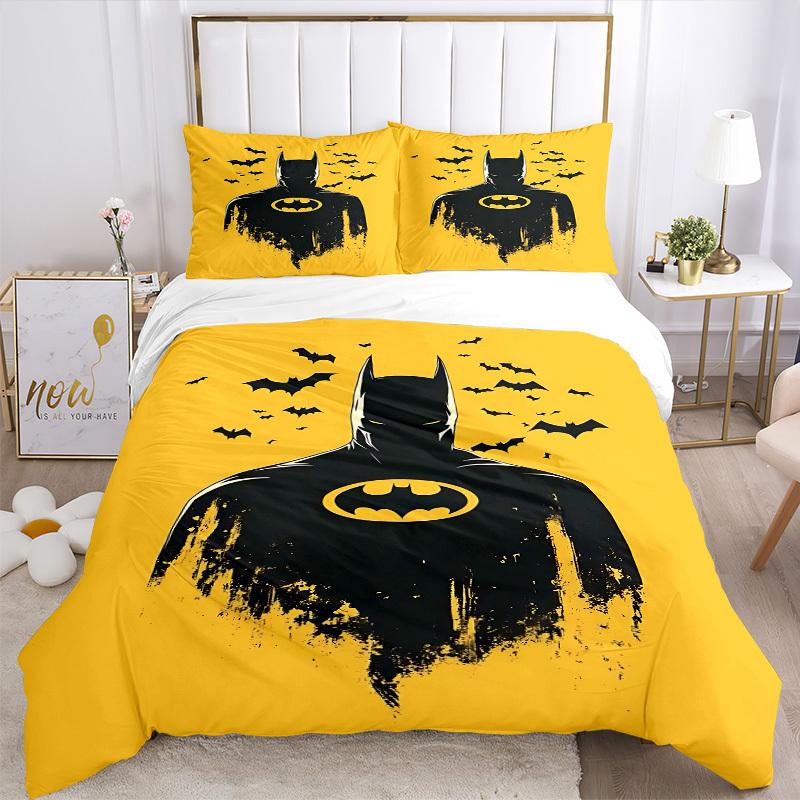 3pcs Batman Bedding Set, Soft Polyester Duvet Cover and Pillowcases Machine Washable Seasons all suitable & Guest Room Decor312