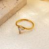 18K Gold Plated S-Shaped Stainless Steel Zirconia Water Drop Ring