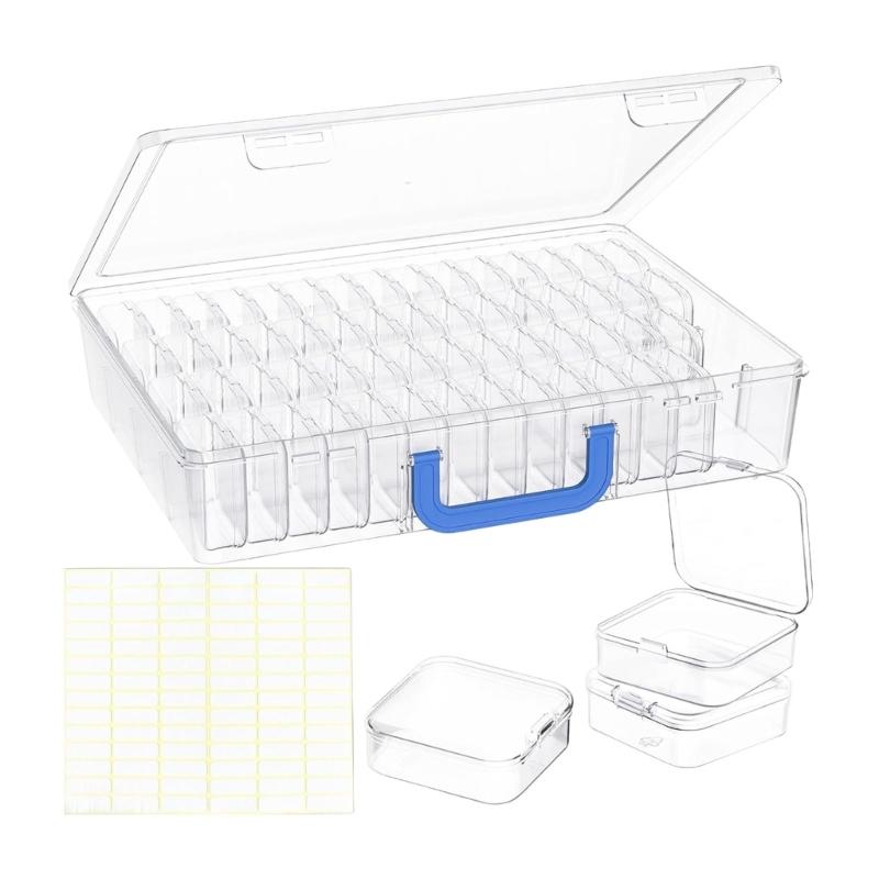 

Stackable Leakproof Hinged Lid Organizers Set 60 Small Boxes 84 Stickers Storage Box For Crafts Office Supplies 1
