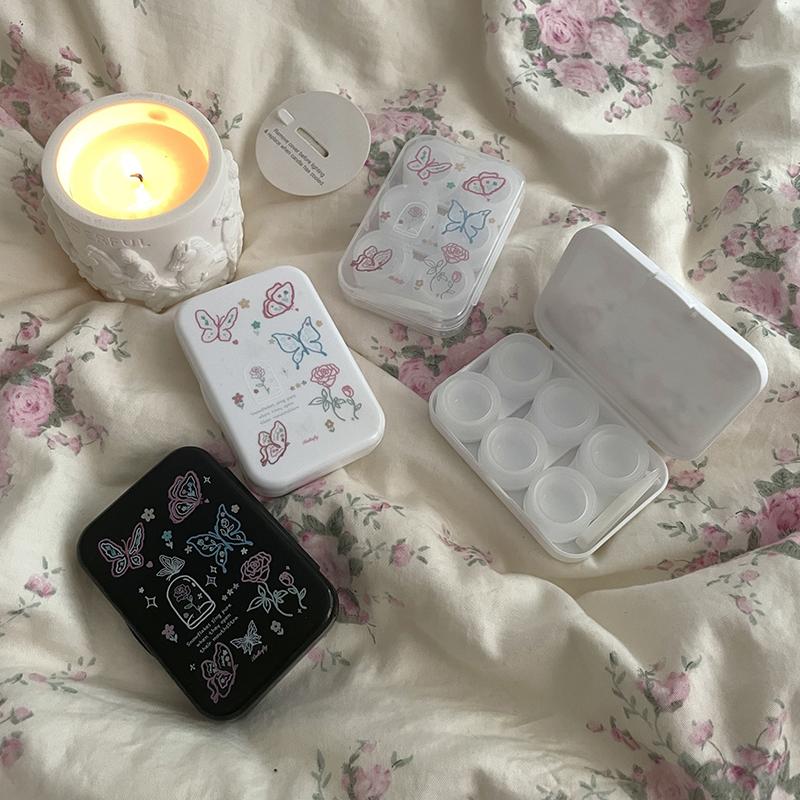 3Pair Sweet Butterfly Contact Lenses Care Box Portable Contact Lens Storage Case Girls Beauty Pupil Container Travel Kit