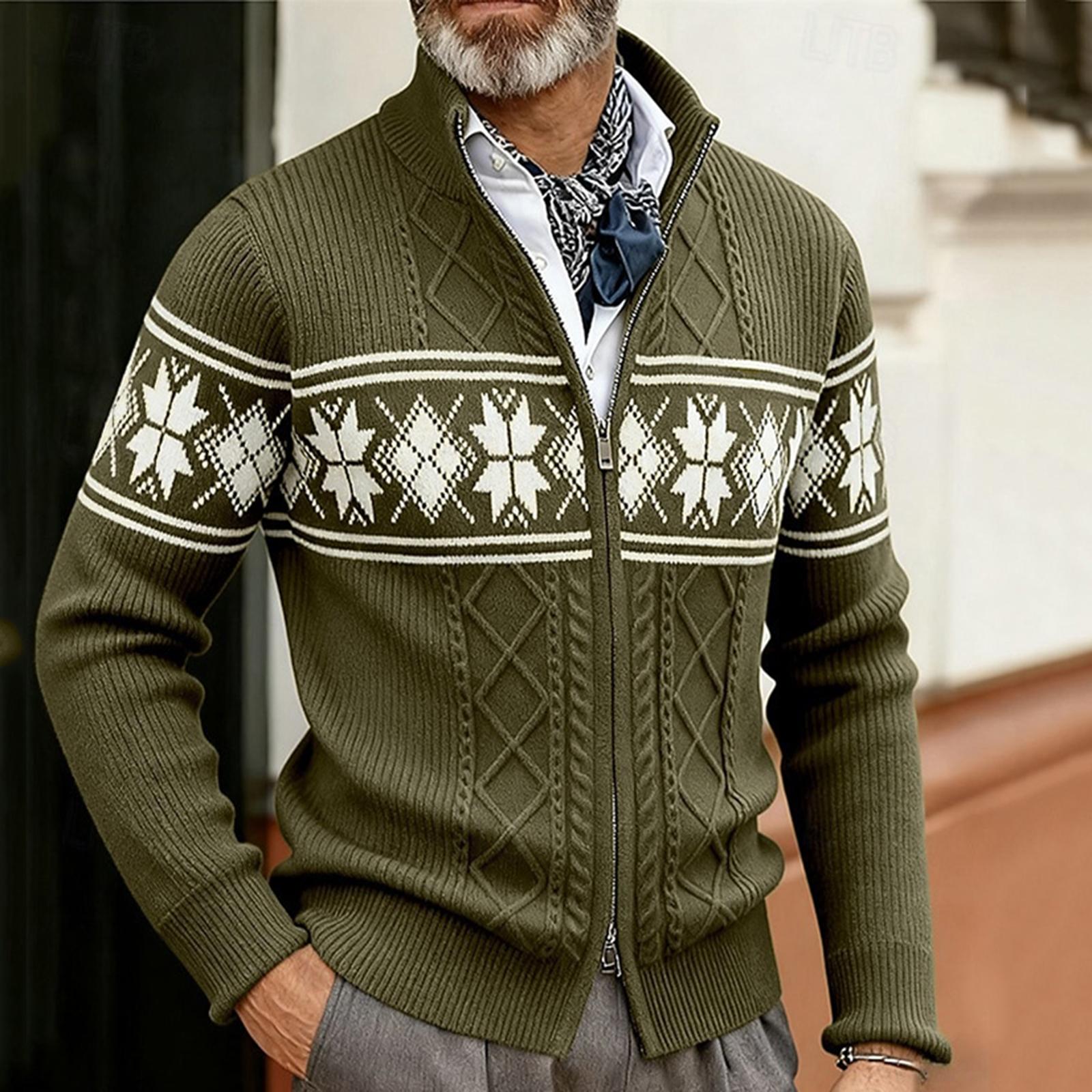 

Мужской свитер кардиган на молнии, свитер в рубчик, с арановым узором, обычный топ, вязаный однотонный, со стойкой, для отпуска, модный, повседневный, одежда для ежедневной носки XXL