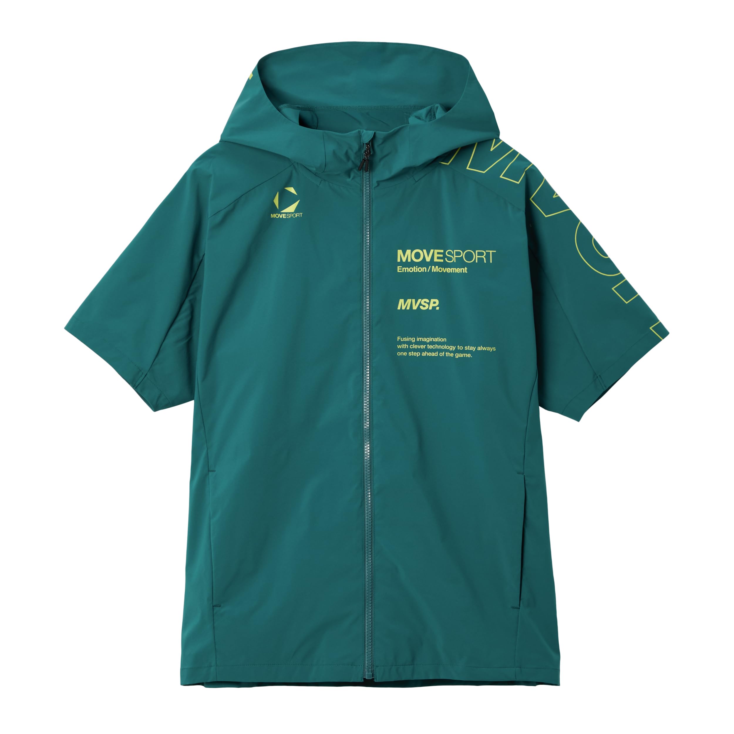 

Move Sports Cross Descente Эластичная тканая футболка с коротким рукавом и стойкой для куртки GR00, Легкая, Эластичная в двух направлениях, Тренировки, Бег, Ходьба, Мужская