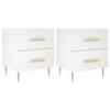 Table de chevet - Maison Exclusive - Blanc - Bois d'ingénierie - Tiroirs, pieds métal (lot de 2)