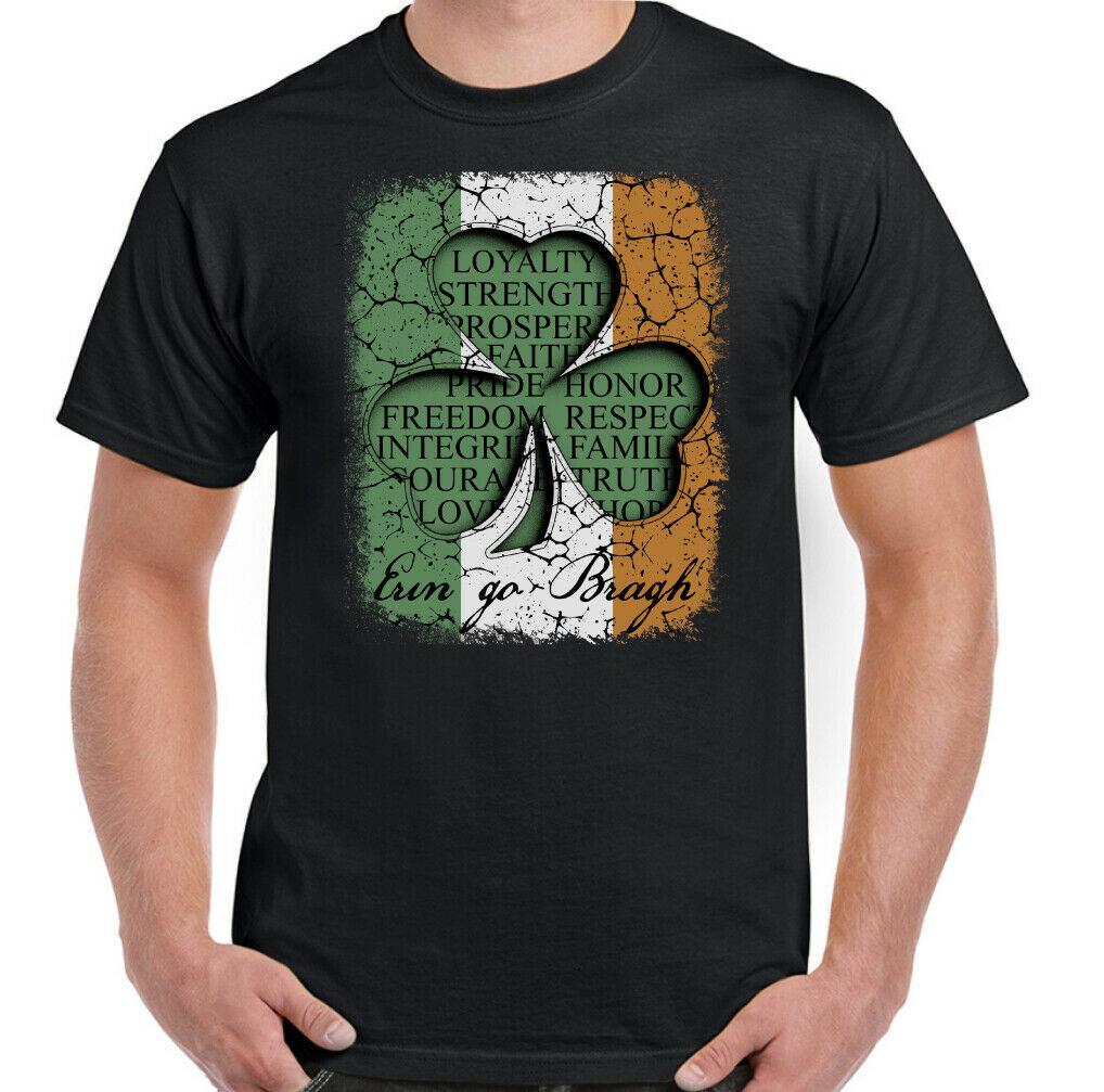 IRISH T-SHIRT, St. Patricks Day Lucky Clover Ireland Flag Rugby Football Top Tee 3XL