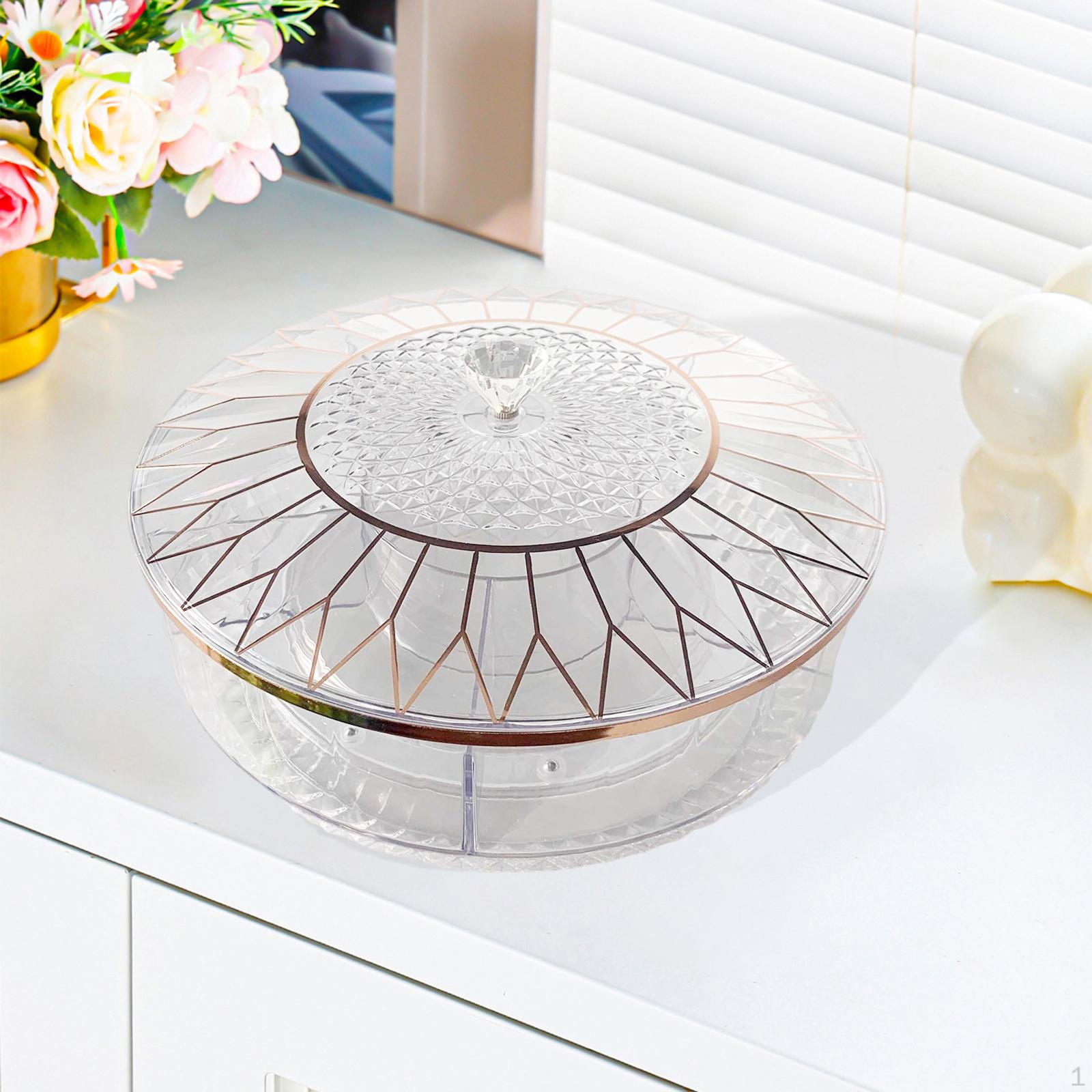 Divided Serving Tray Rotatable Appetizer Platter Versatile Compact Food Storage Container for