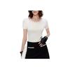 French Elegant Daily Commuting Dating Outfit Light Luxury Solid Color Round Neck Short Sleeve Knit Top Women Tops Off-white M21L2339