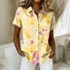 Women's Shirt Hawaiian Print Button Short Sleeved Pocket Casual Top