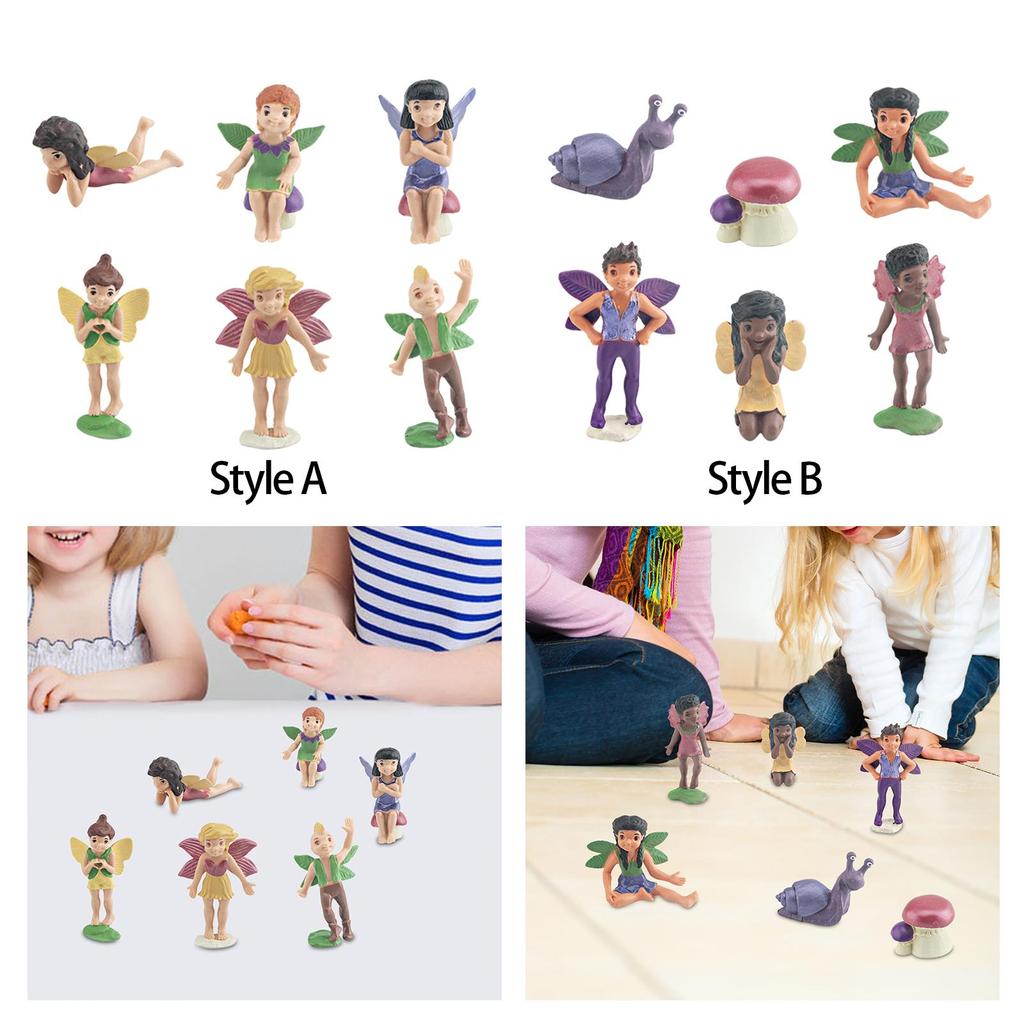 6 Pieces Flower Fairy Ornament Decoration Crafts for Tabletop Yard Home