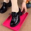 Women's shoes mid-heel  black soft leather deep mouth casual patent leather thick heel lace-up loafers