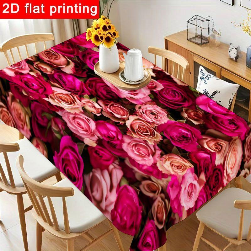 1 Stück Üppige Blumige Tischdecke - Lebendige Rosa & Magentafarbene Tischabdeckung für Romantische Treffen, Geburtstagsfeiern & Babypartys, Wiederverwendbar & Leicht zu Reinigen, Mu 60*90inch(152cm*228cm）