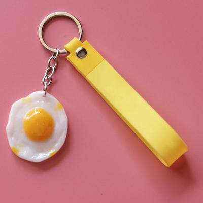 Yousheng Fried Egg Keychain Simulated Men Women Unisex Portable Solid Resin DIY Craft Backpack Ornament Egg Sheet Ring Pendant Student Supplies