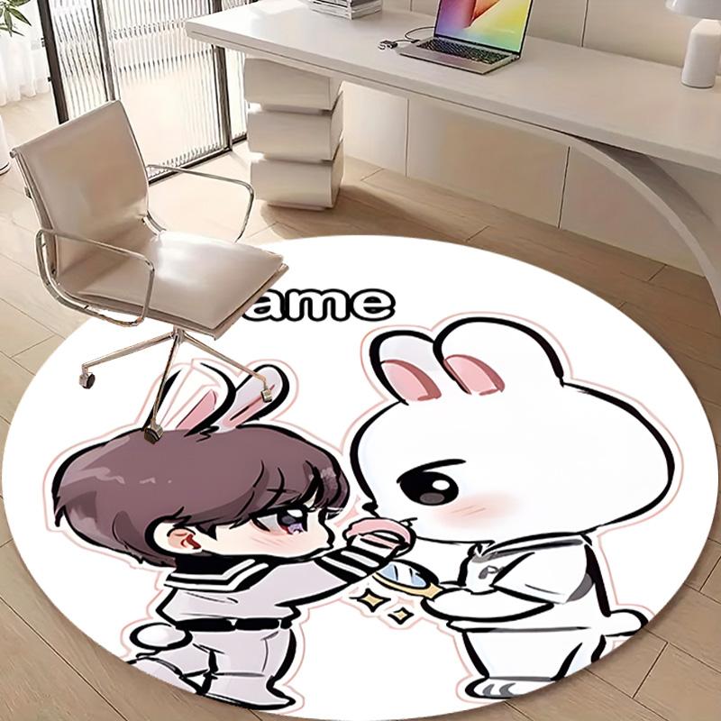Personalized K-Kpop Team Round Chair Office Rug - Perfect for Mat, Office Chair & More - Ideal Gift for Birthdays and Holidays