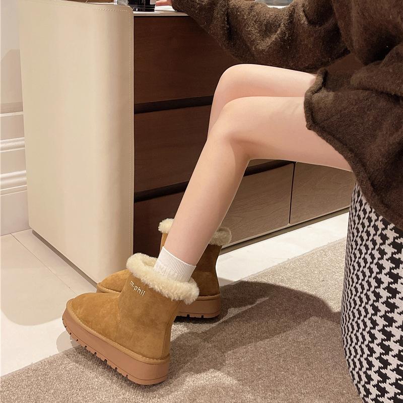 Retro temperament cartoon short boots plush warm thick-soled women's snow boots autumn and winter fashion outer wear home cotton shoes