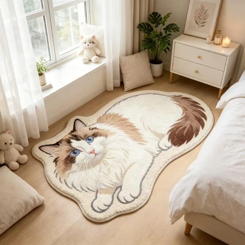 British Shorthair Cat Rug Suitable for Bedroom, Chubby British Shorthair, Hand Washable Suitable For, Room Decor, Gift for Cat Lovers