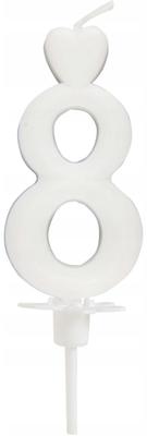 Heart Candle Number 8 White 6 5Cm