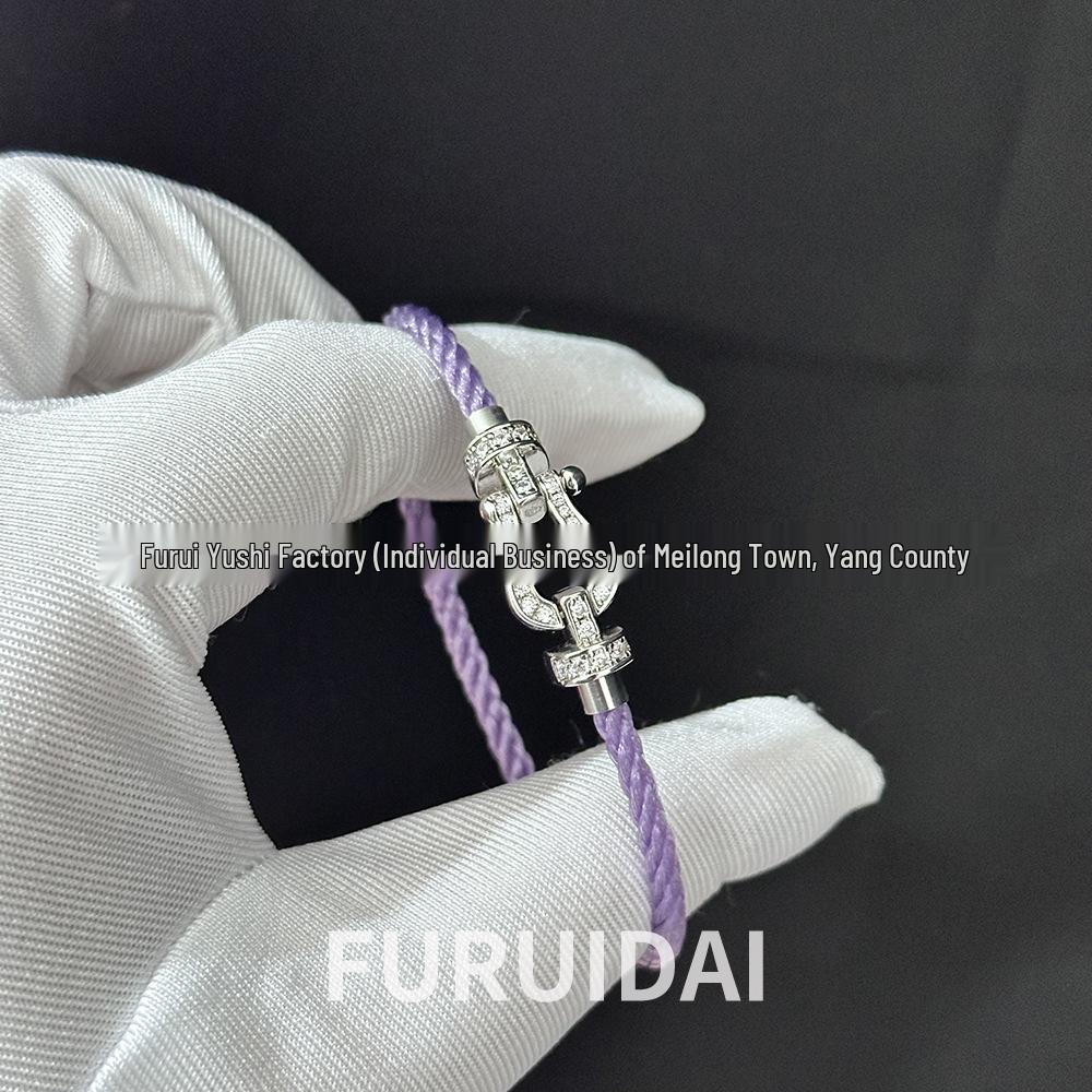 Fei Jia February Birthstone Purple Horseshoe Buckle Unisex DIY Bracelet