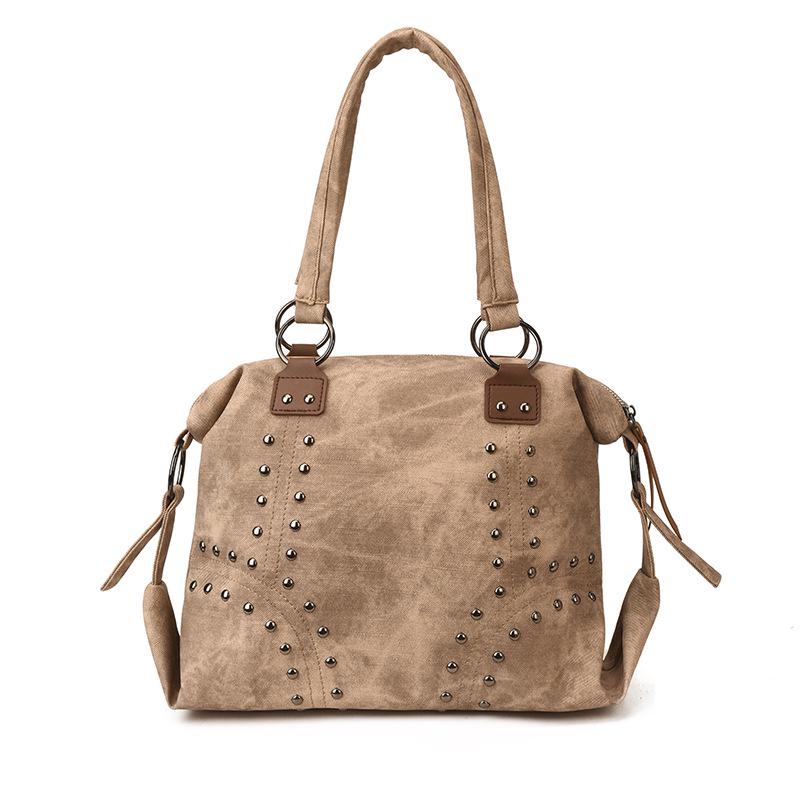 

Retro Rivet Women’s Large Capacity Tote Bag - 2026 Korean Style Fashion Shoulder Bag хаки