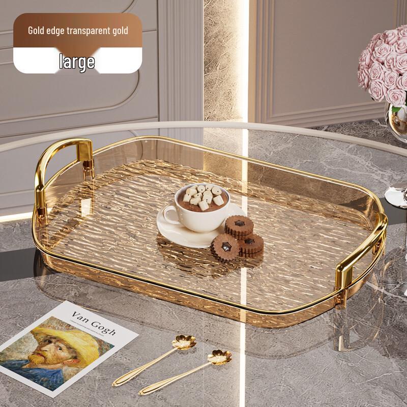HA Light Luxury Plastic Serving Tray with Handles