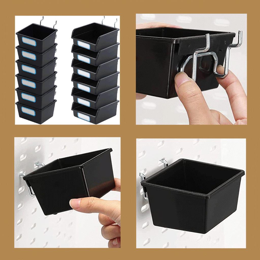 Efficient Pegboard Storage Bins with Hook and Labels Practical Peg Board Basket Effective Hardware Storage Solution